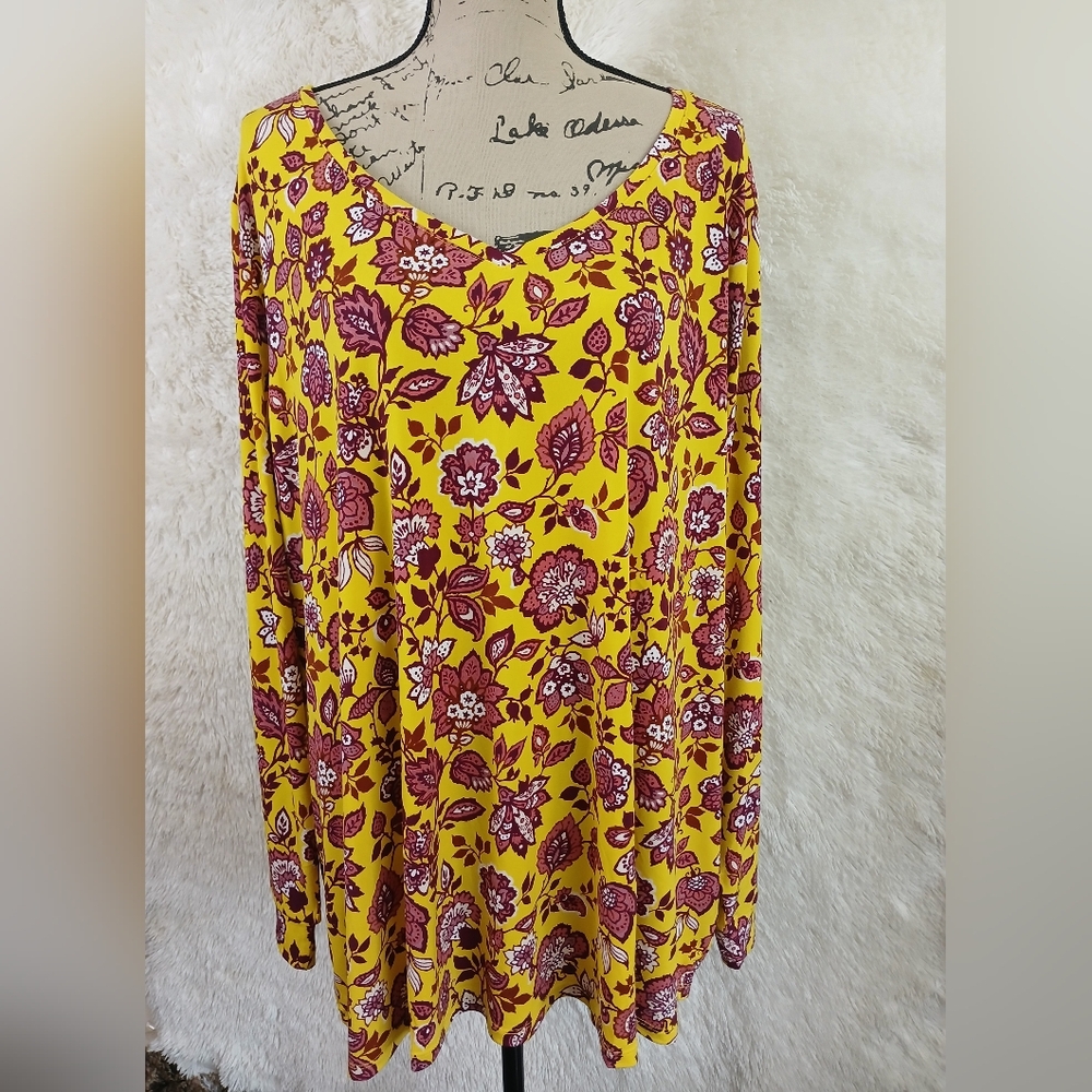 🚫SOLD🚫Jason Wu Yellow Floral V-Neck Tunic Top